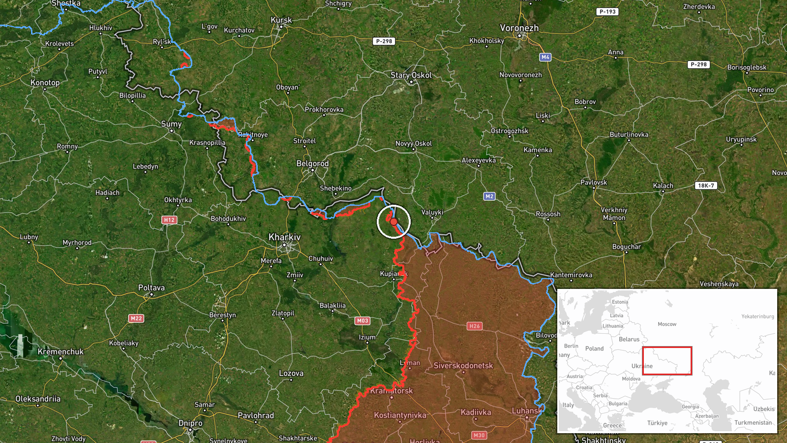 Chuhunivka, Kharkiv Oblast, Ukraine — Combat location map