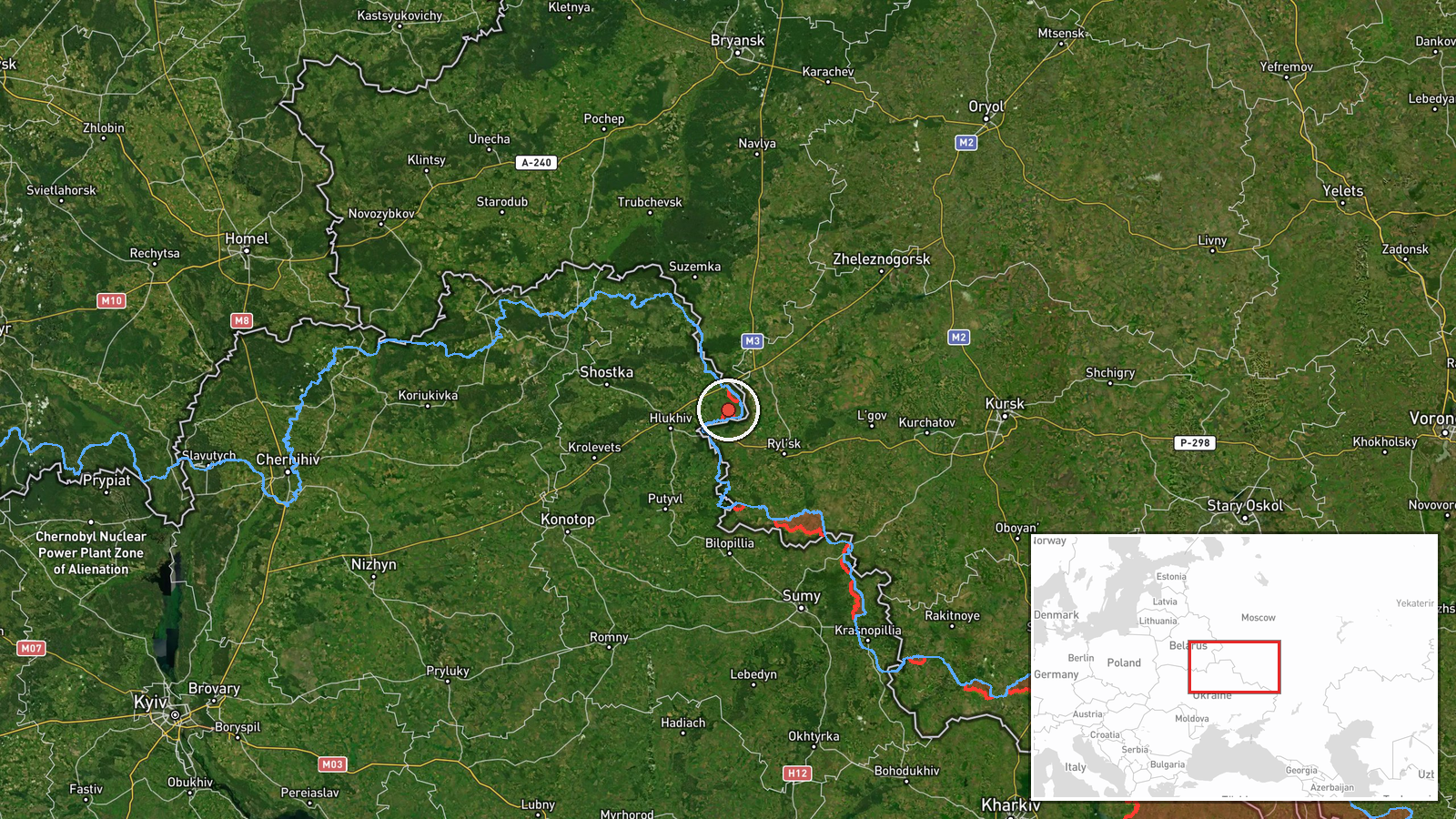 Ulanove, Sumy Oblast, Ukraine — Artillery location map