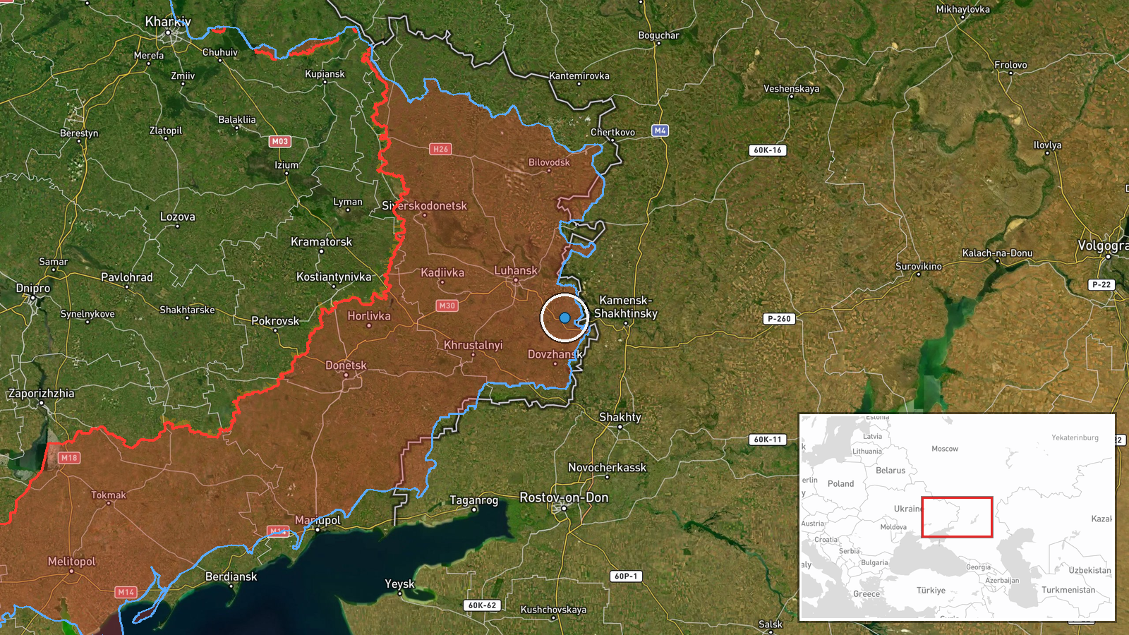 Sukhodilsk, Luhansk Oblast, Ukraine — Combat location map