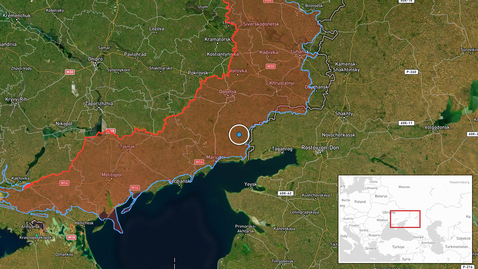Hrinthal, Donetsk Oblast, Ukraine — Combat location map