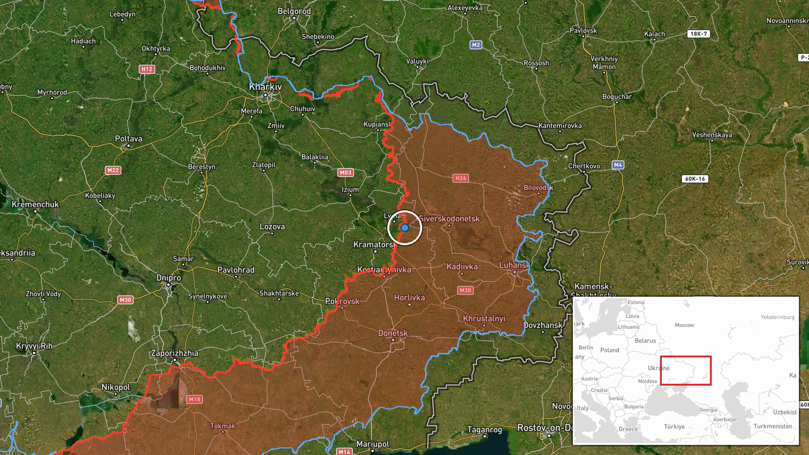 Yampil, Donetsk Oblast, Ukraine — Combat location map
