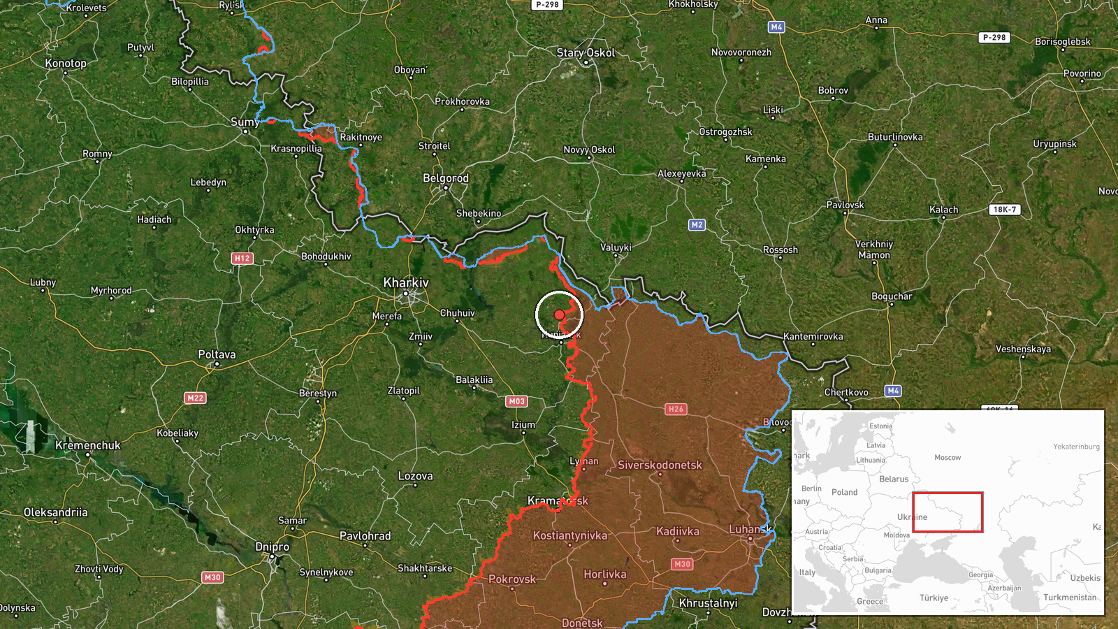 Kutkivka, Kupiansk Raion, Kharkiv Oblast, Ukraine — Combat location map