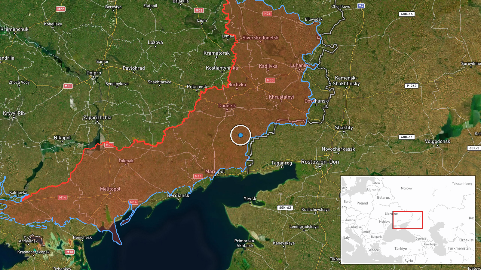 Kalmiuske, Donetsk Oblast, Ukraine — Combat location map