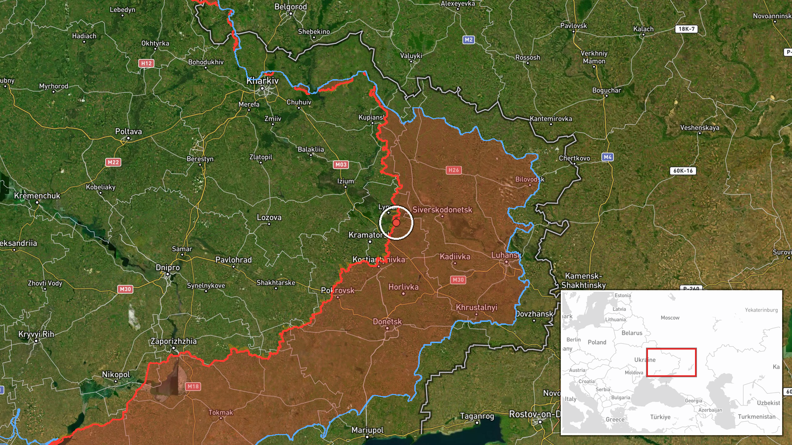 Ozerne, Donetsk Oblast, Ukraine — Combat location map
