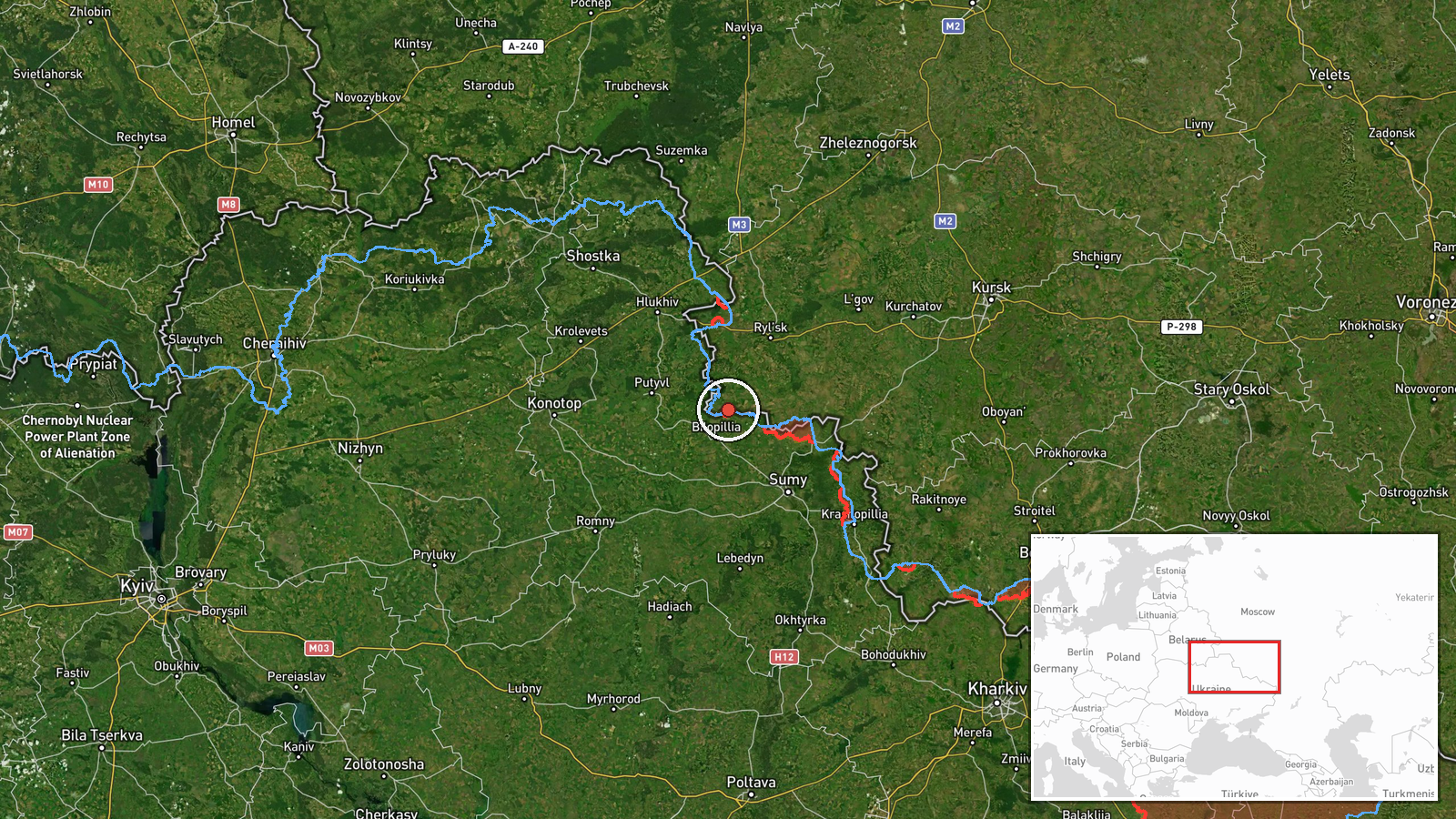 Bezsalivka, Sumy Oblast, Ukraine — Artillery location map