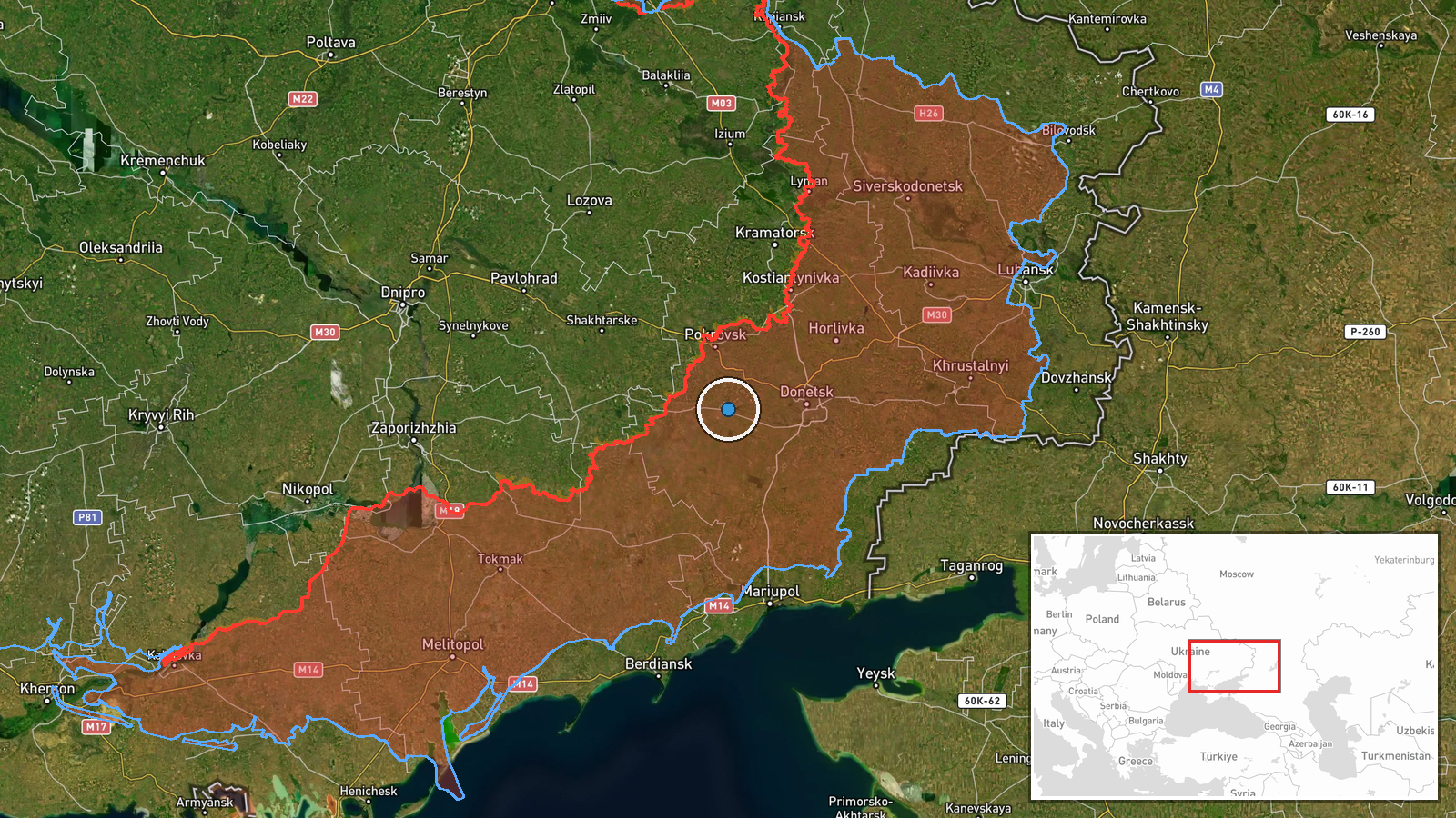 Kurakhove, Donetsk Oblast, Ukraine — Combat location map