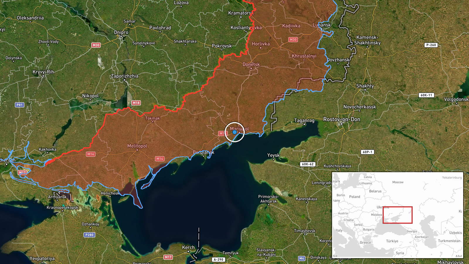 Berdyanske, Donetsk, Ukraine — Combat location map