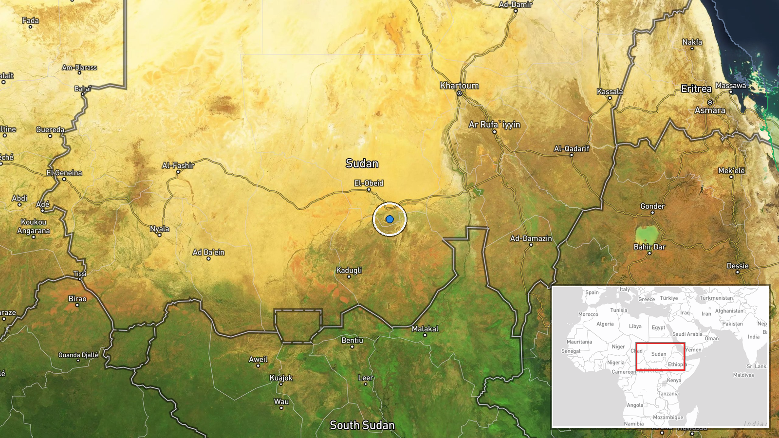 Abu Adham, North Kordofan, Sudan — Combat location map