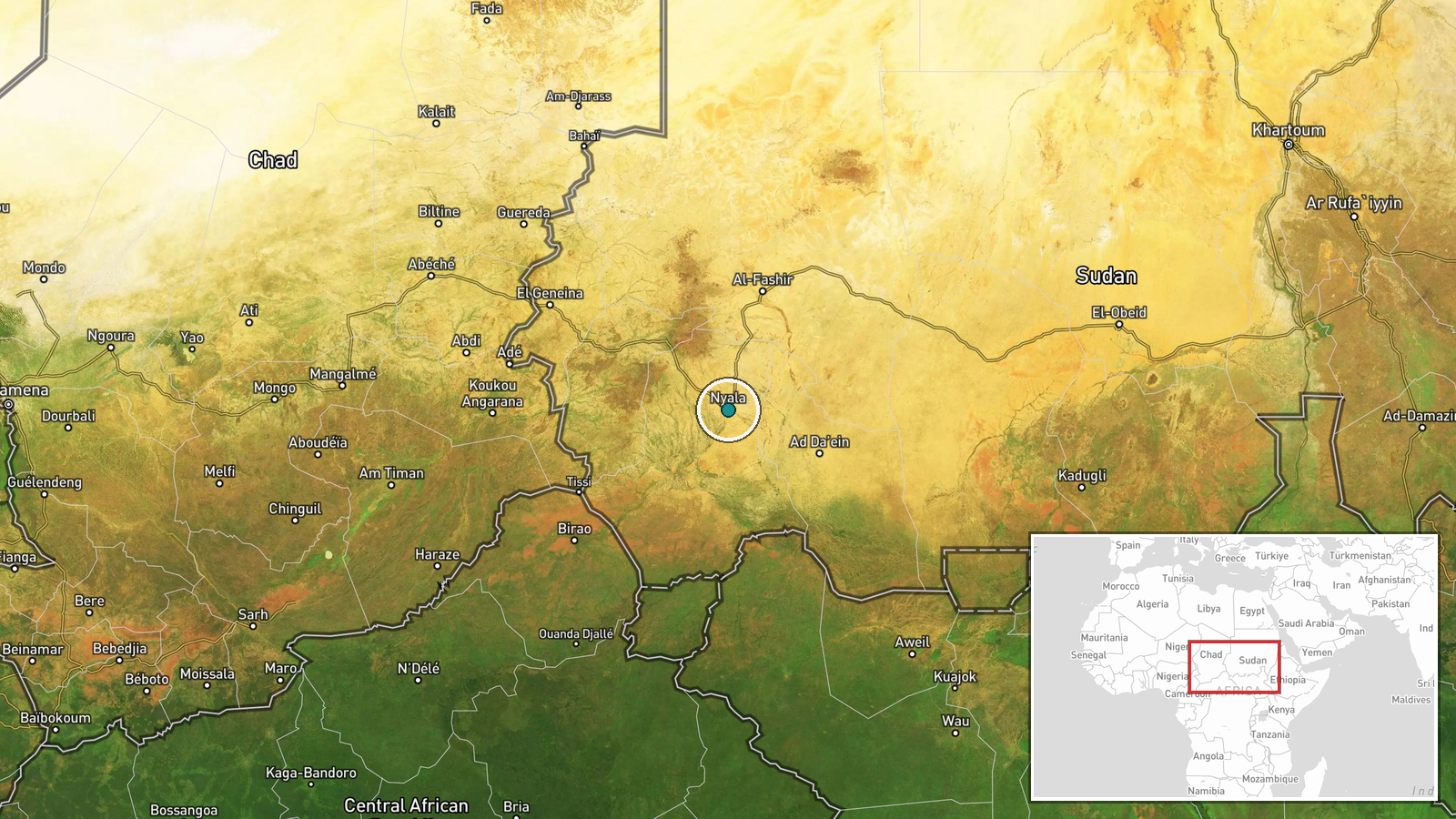 Sudan (location not reported) — Security location map