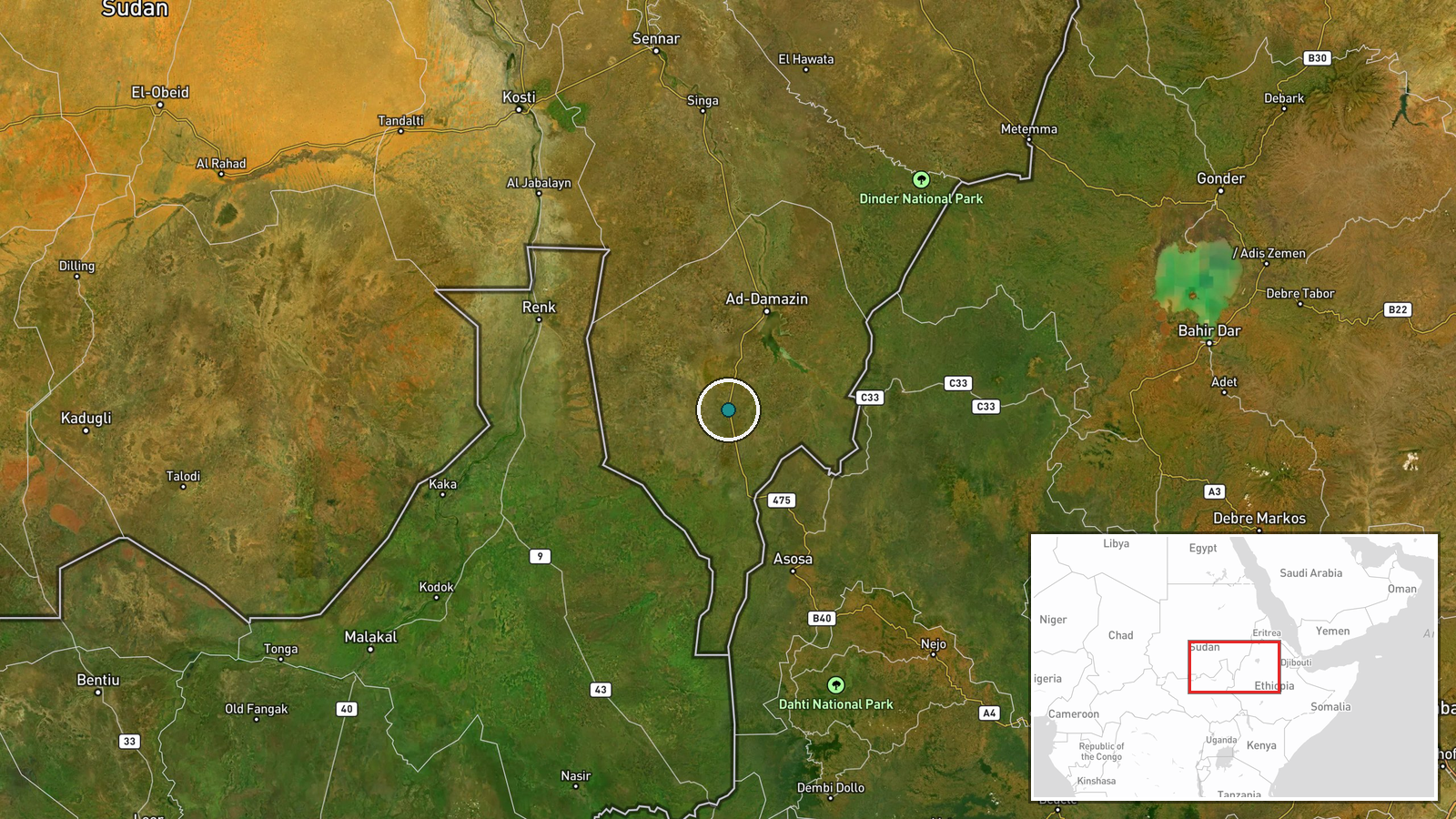 Blue Nile State, Sudan — Report location map