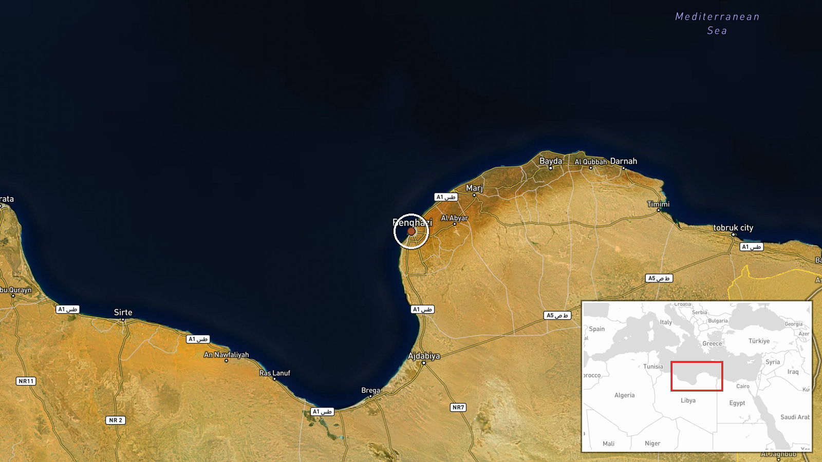 Benghazi, Libya — Deployment location map