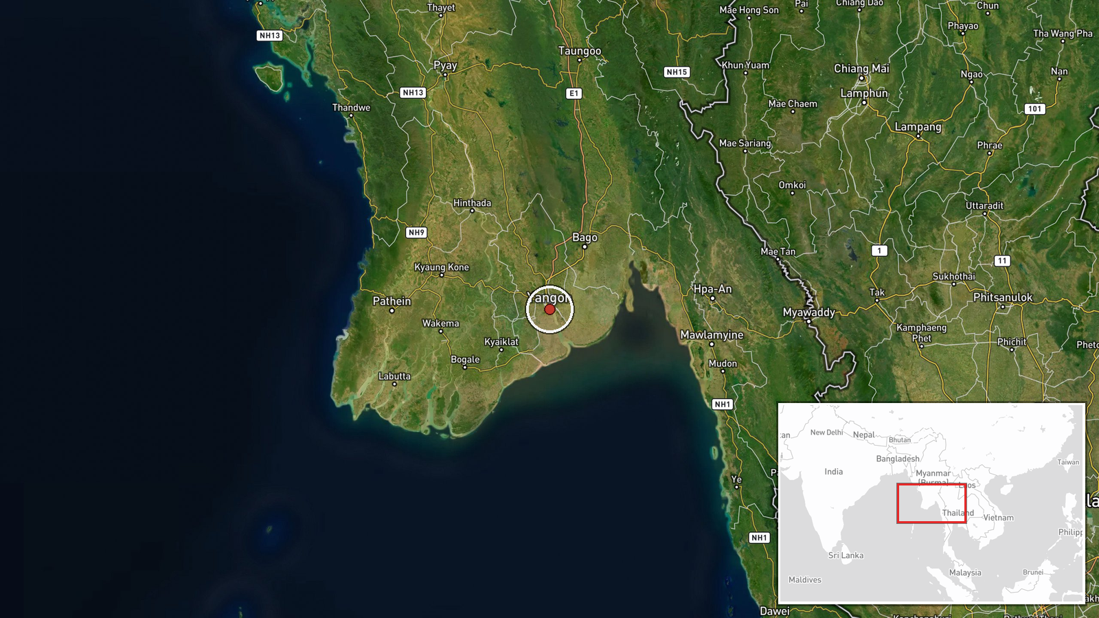 Yangon, Myanmar — Police Operation location map