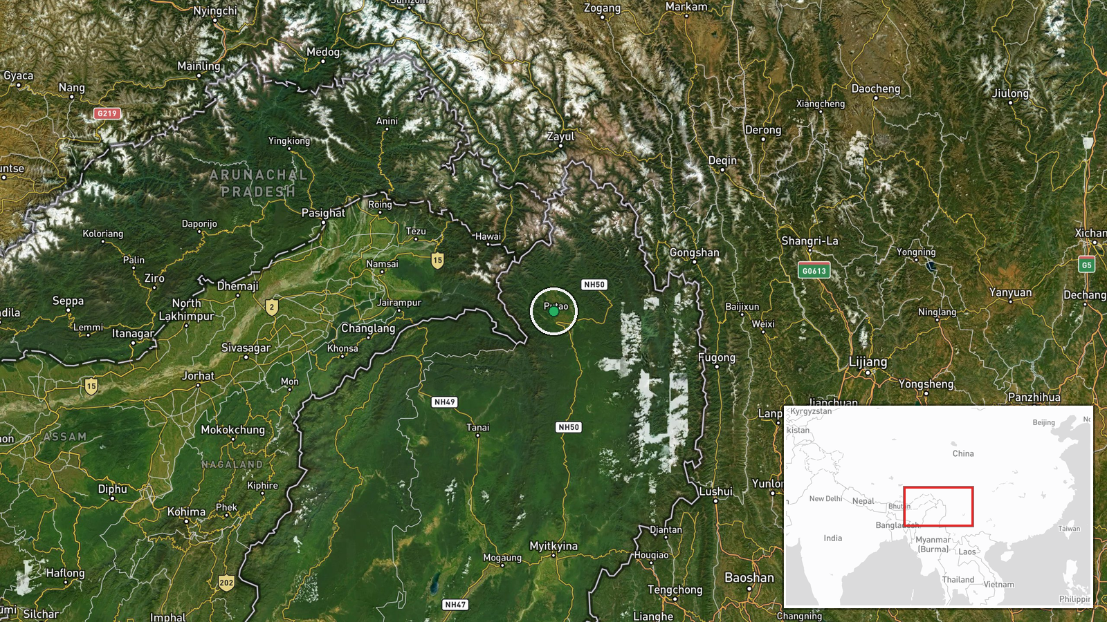 Putao, Kachin State, Myanmar — Security location map
