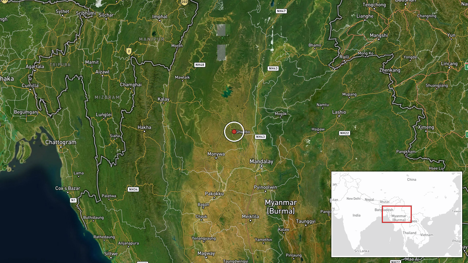Myin, Sagaing Region, Myanmar — Displacement location map