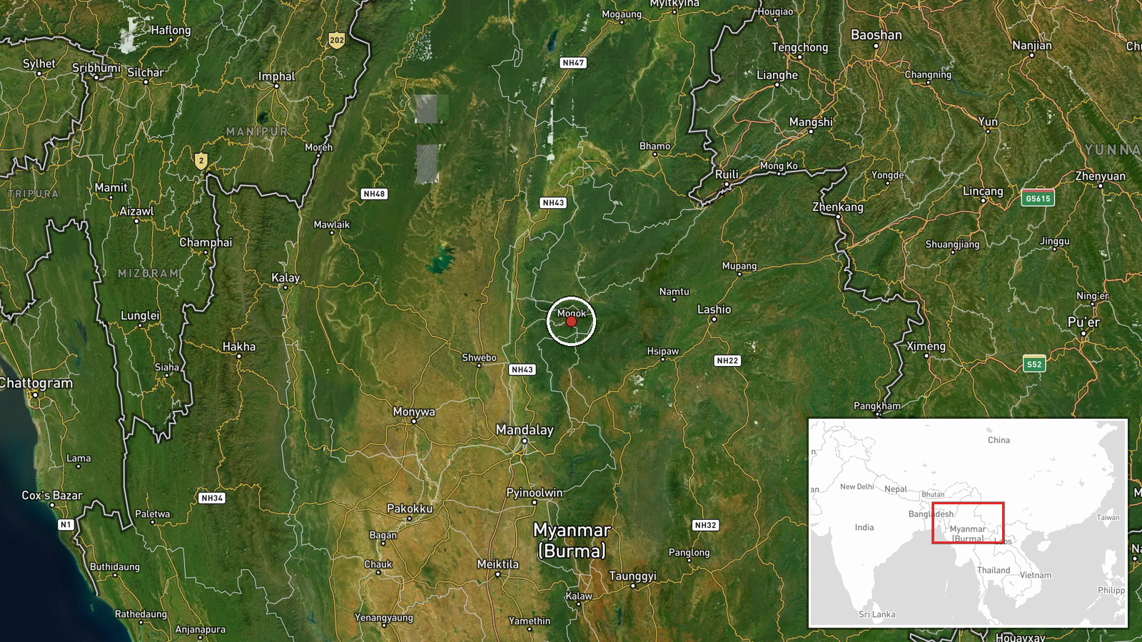 Mogok, Mandalay Region, Myanmar — Report location map