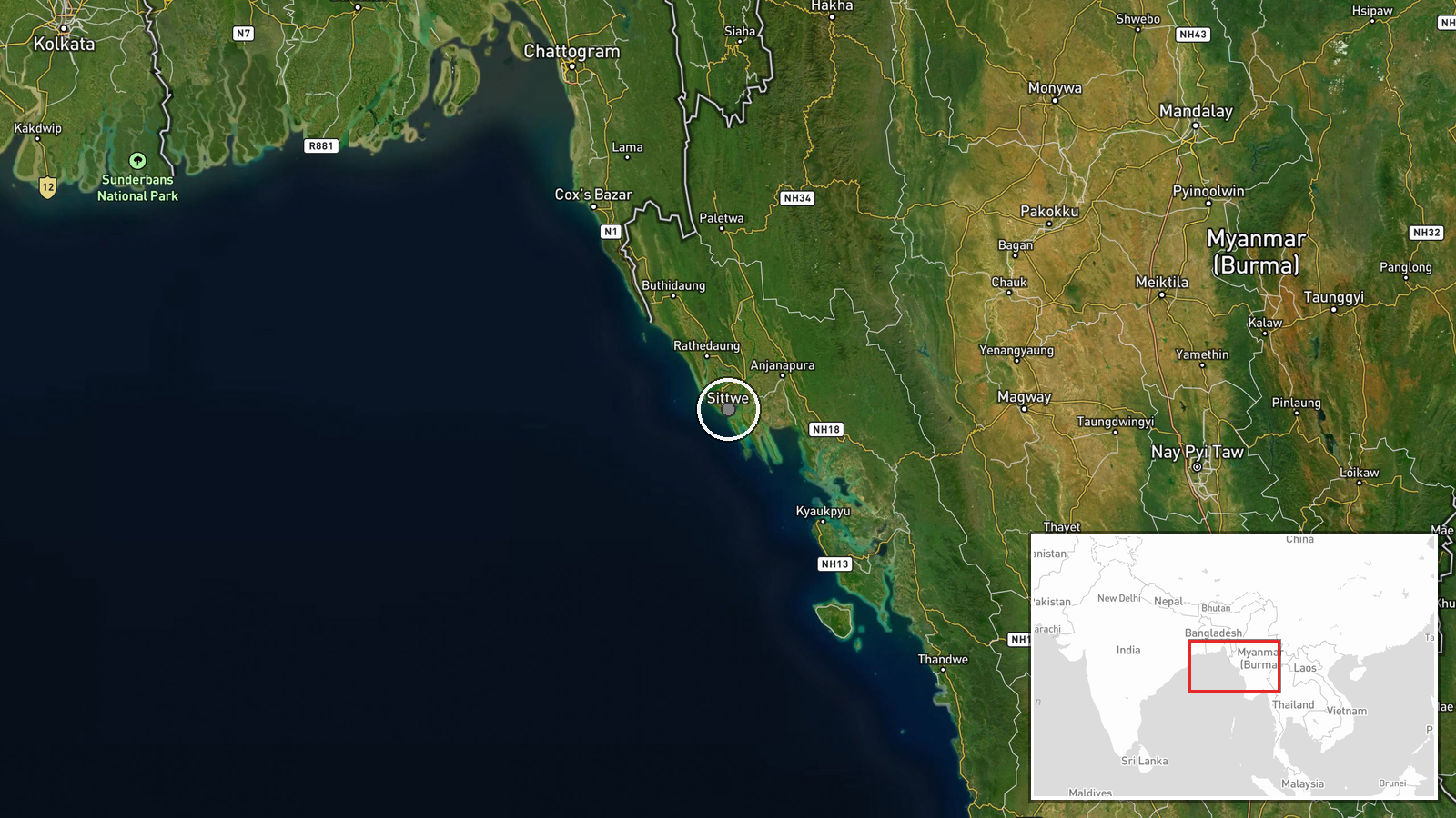 Sittwe, Rakhine State, Myanmar — Combat location map