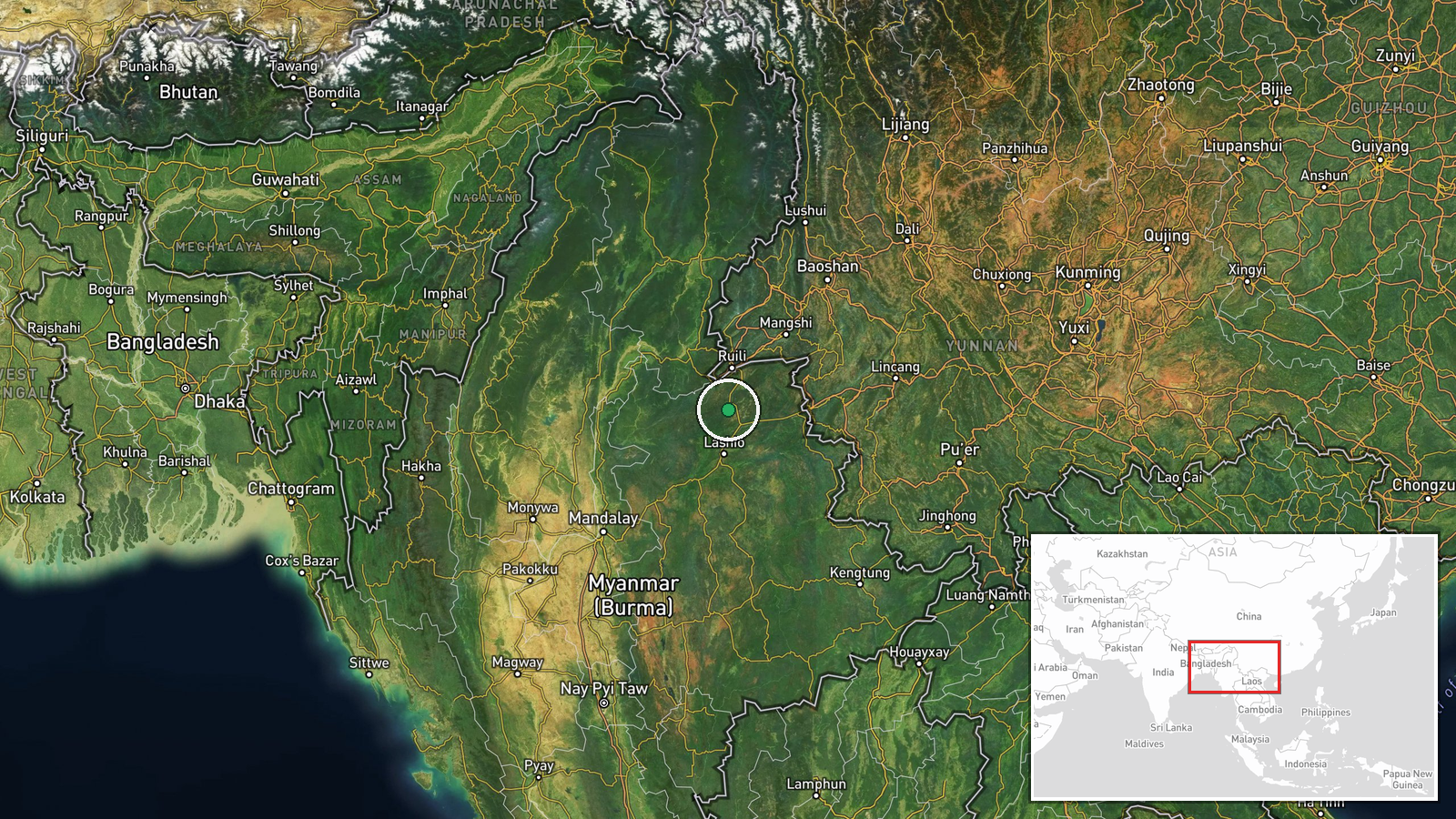 Myanmar (location not reported) — Combat location map