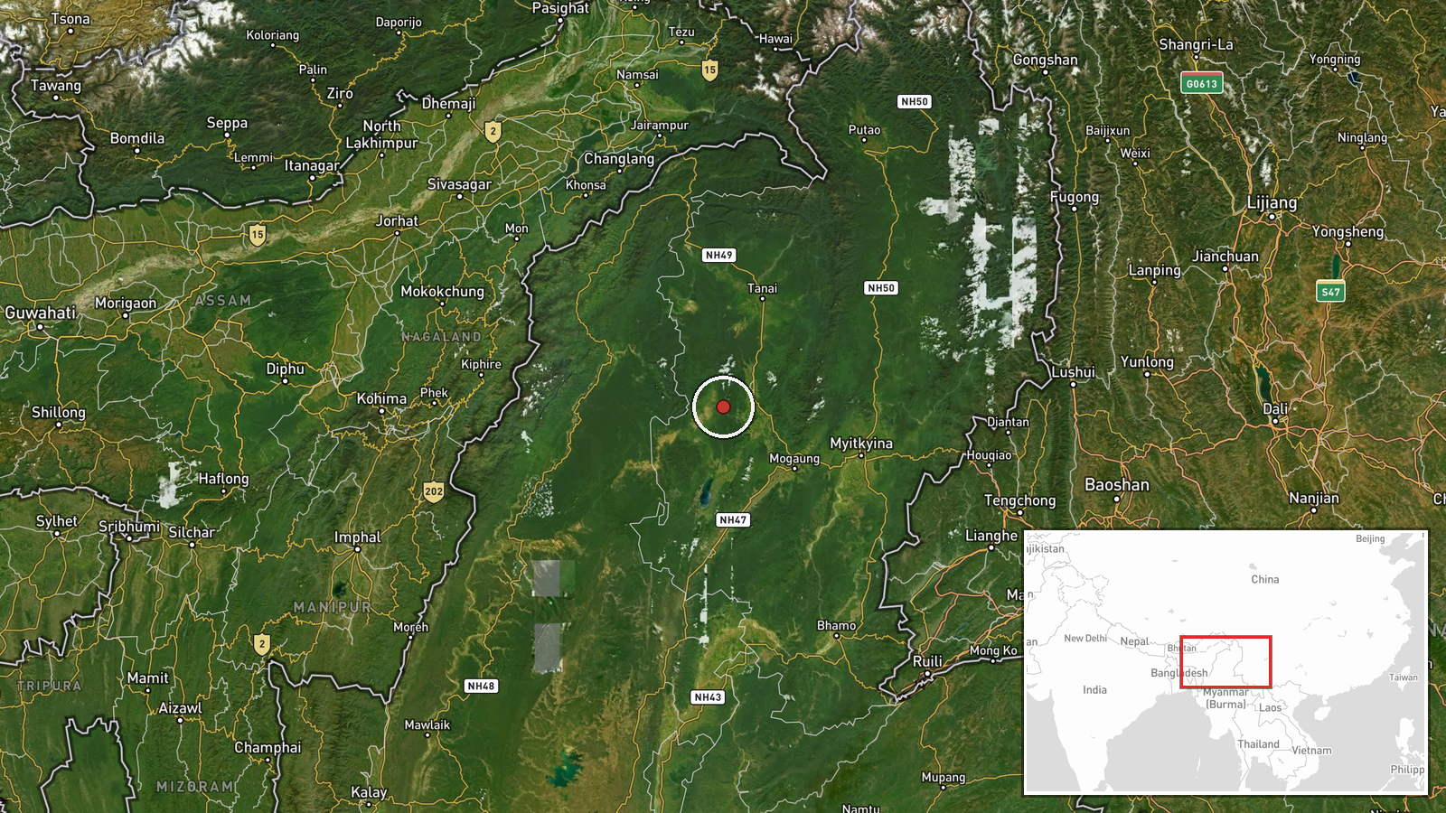 Hpakant, Kachin State, Myanmar — Police Operation location map