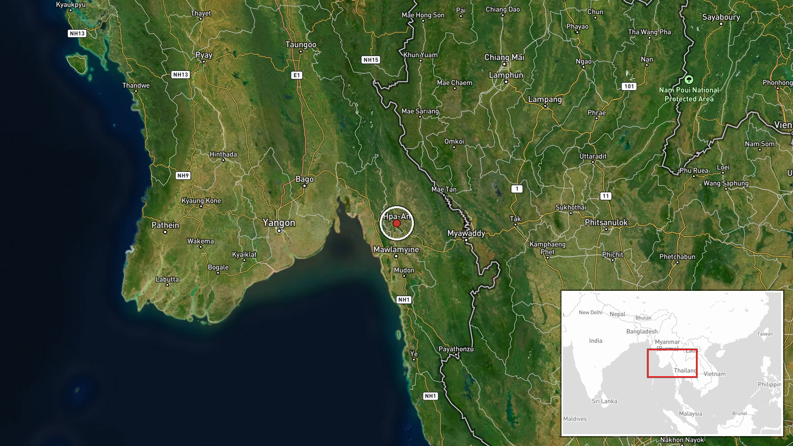 Hpa-An, Kayin State, Myanmar — Report location map