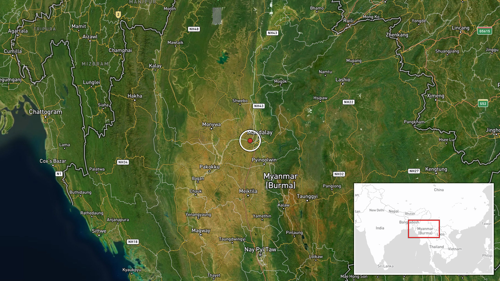 Myinkhla village, Myanmar — Security location map