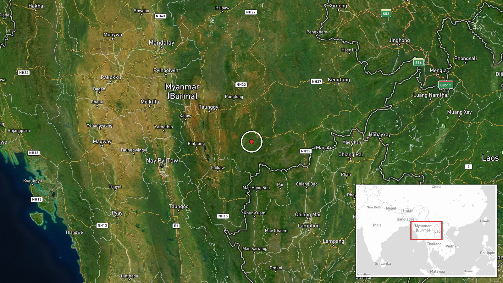 Wan Hat tract, Shan State, Myanmar — Report location map