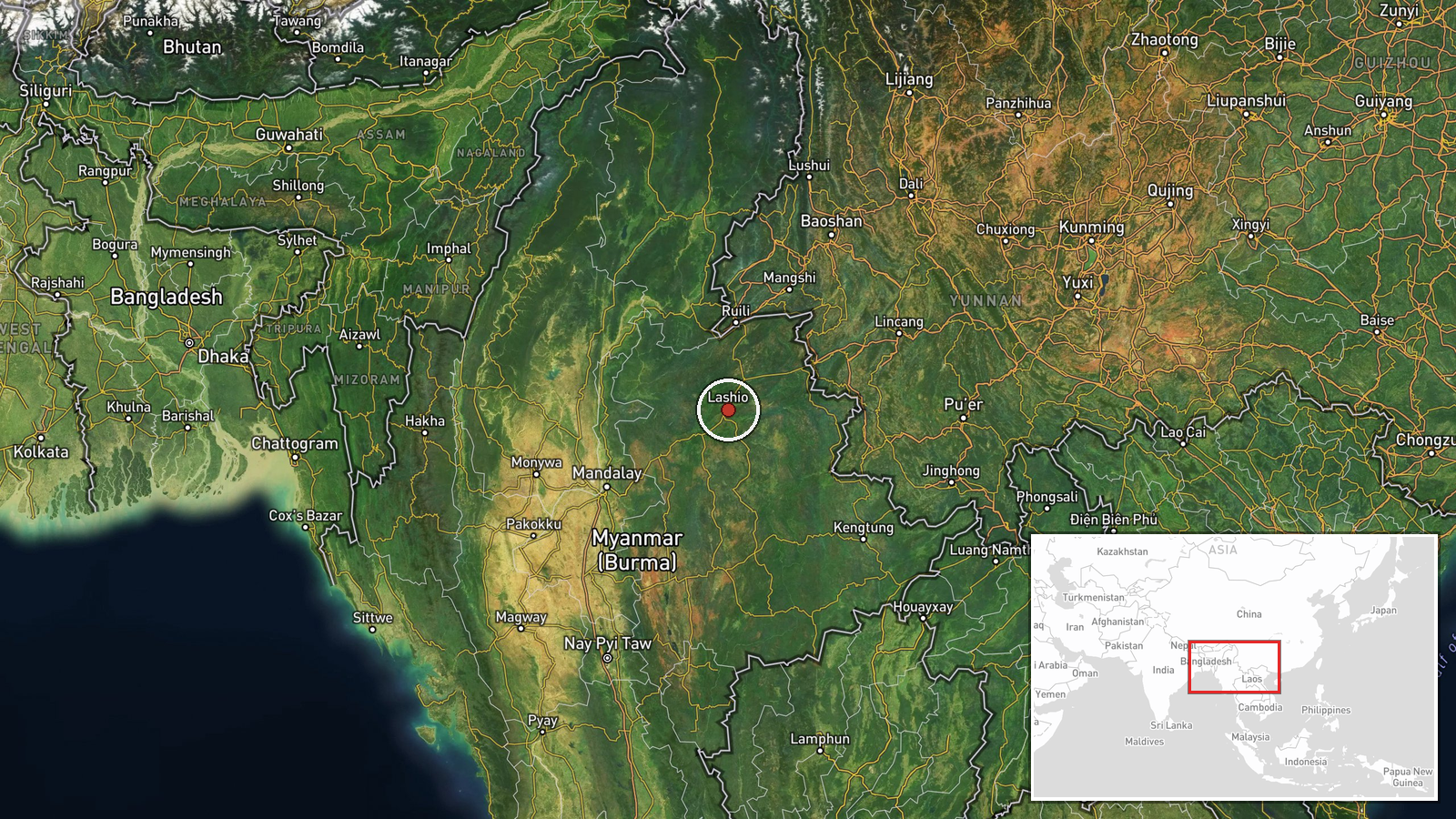 Myanmar (location not reported) — Security location map