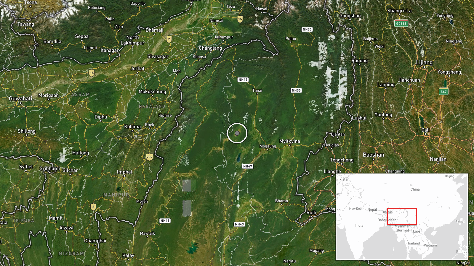 Hpakant, Kachin State, Myanmar — Combat location map