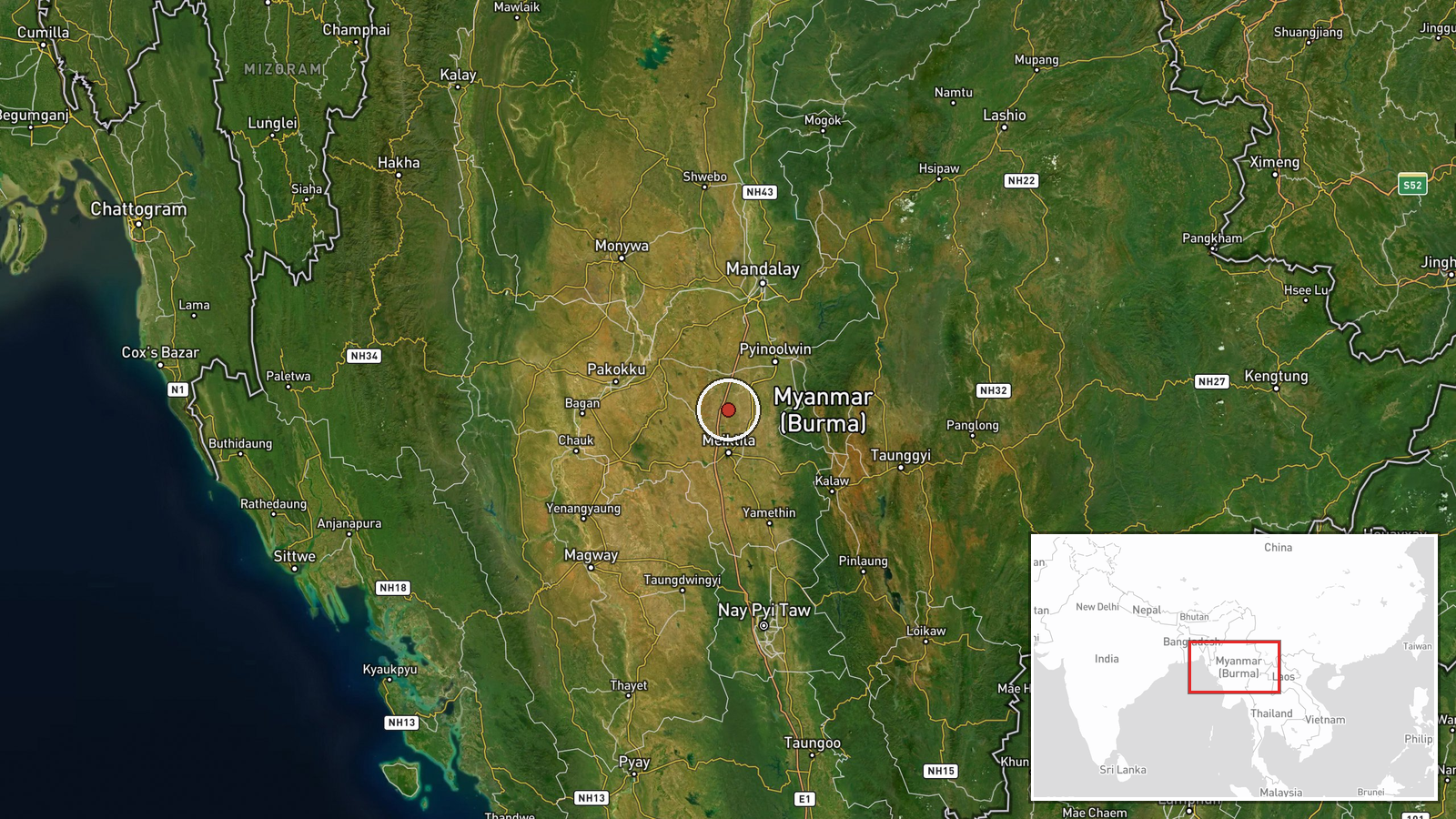 Laymyethna, Mandalay Region, Myanmar — Police Operation location map