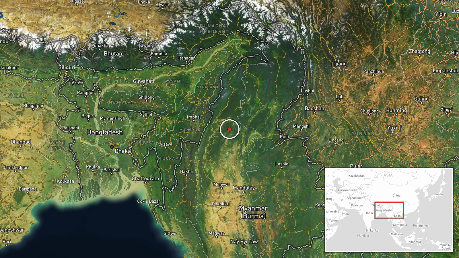 Myanmar (location not reported) — Airstrike location map