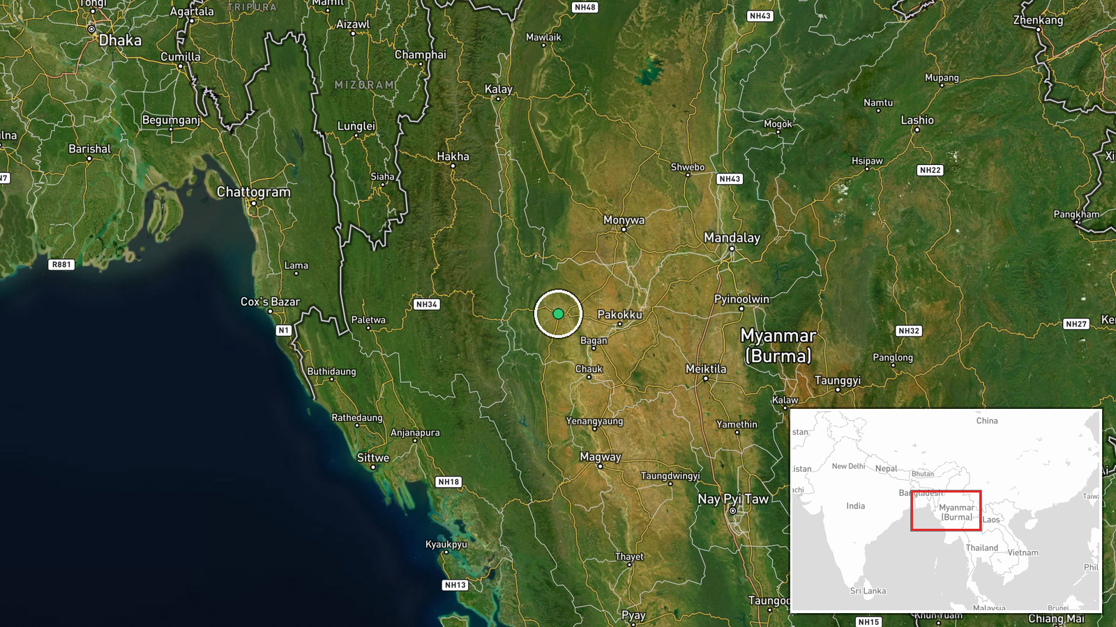 Taw Kyi village, Pauk Township, Magway Region, Myanmar — Combat location map