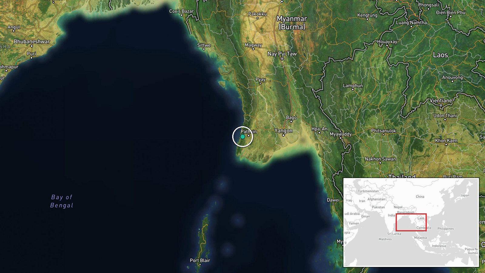Myanmar (location not reported) — Combat location map
