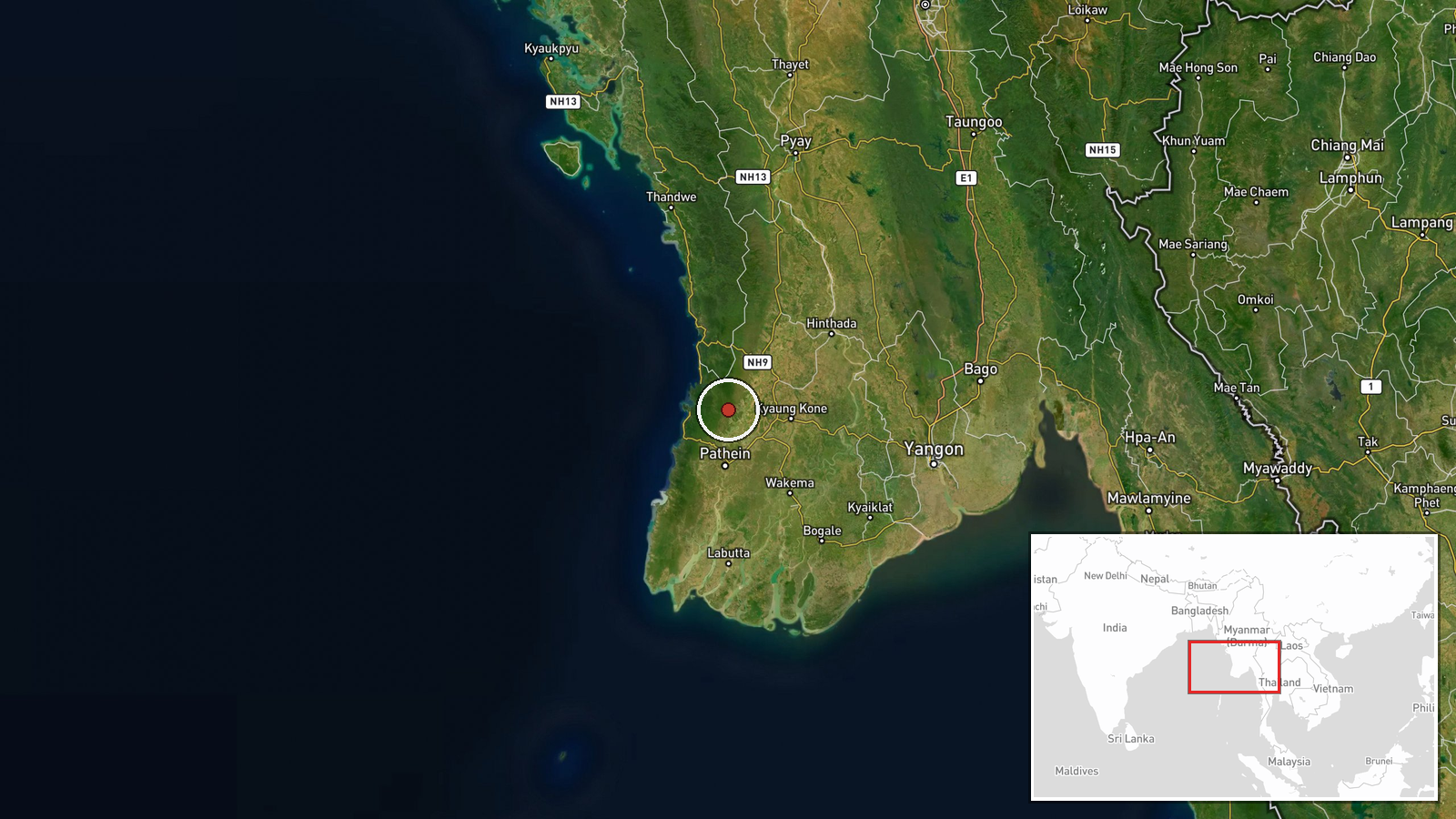 Thabaung, Ayeyarwady Region, Myanmar — Report location map