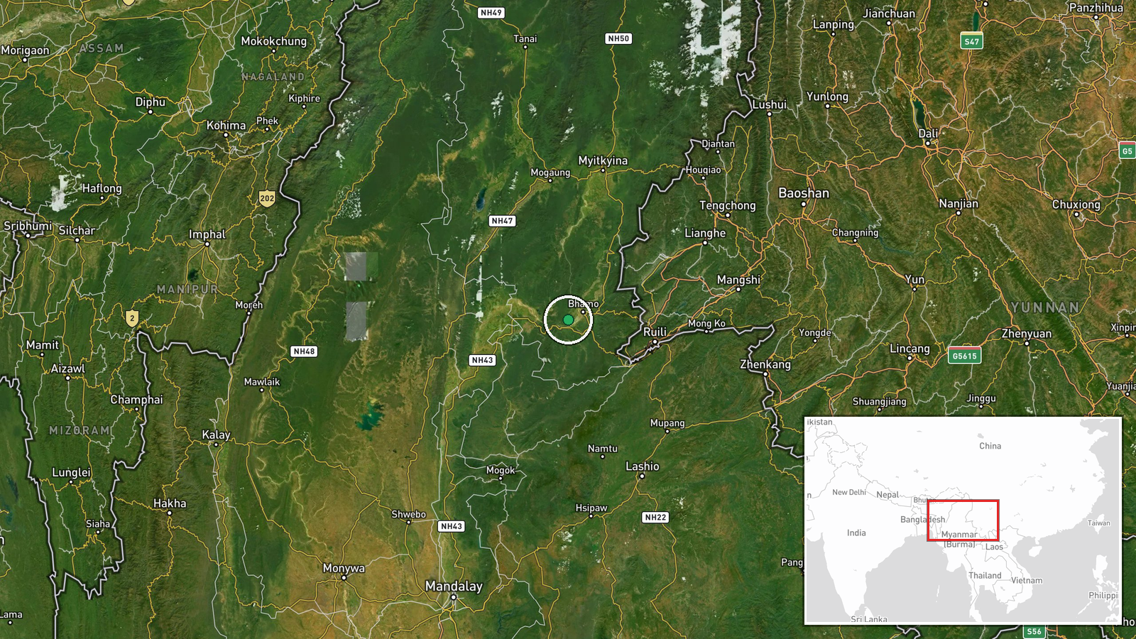 Bhamo Township, Kachin State, Myanmar — Combat location map
