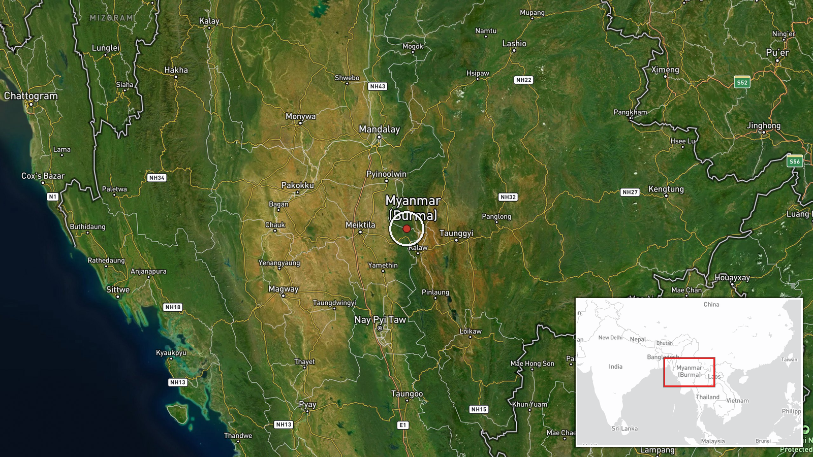 Ywangan, Shan State, Myanmar — Report location map