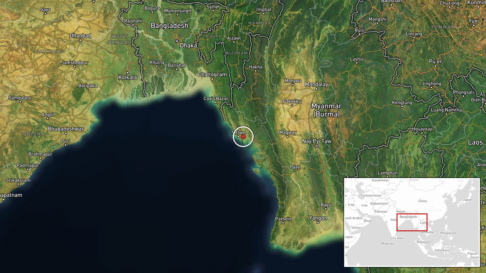 Myanmar (location not reported) — Security location map