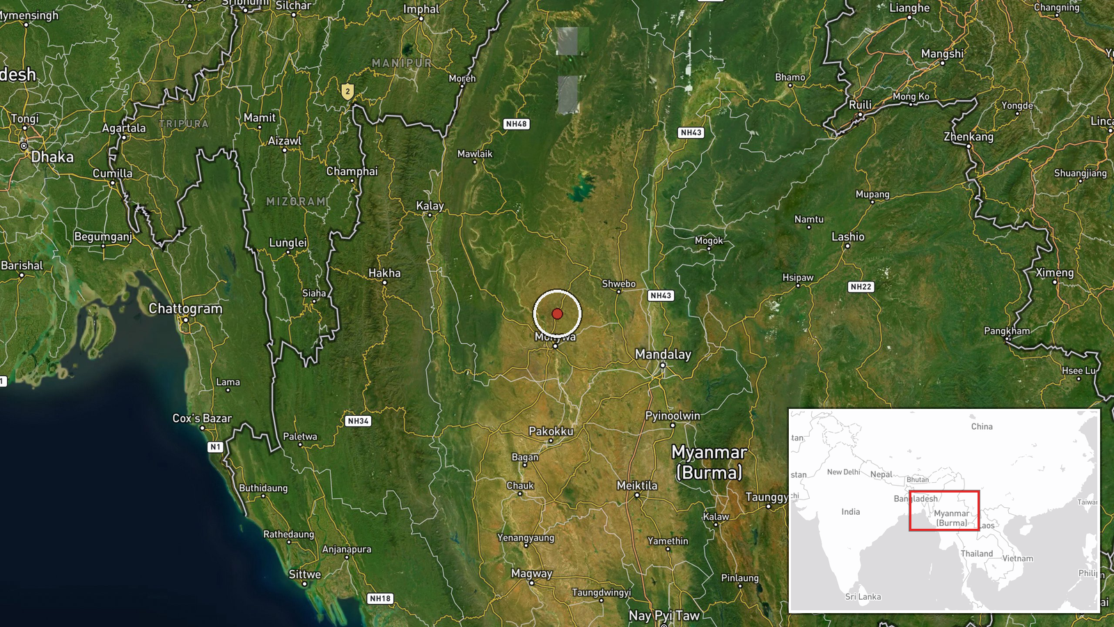 Butalin village (ဘုတလင်), Sagaing Region, Myanmar — Airstrike location map