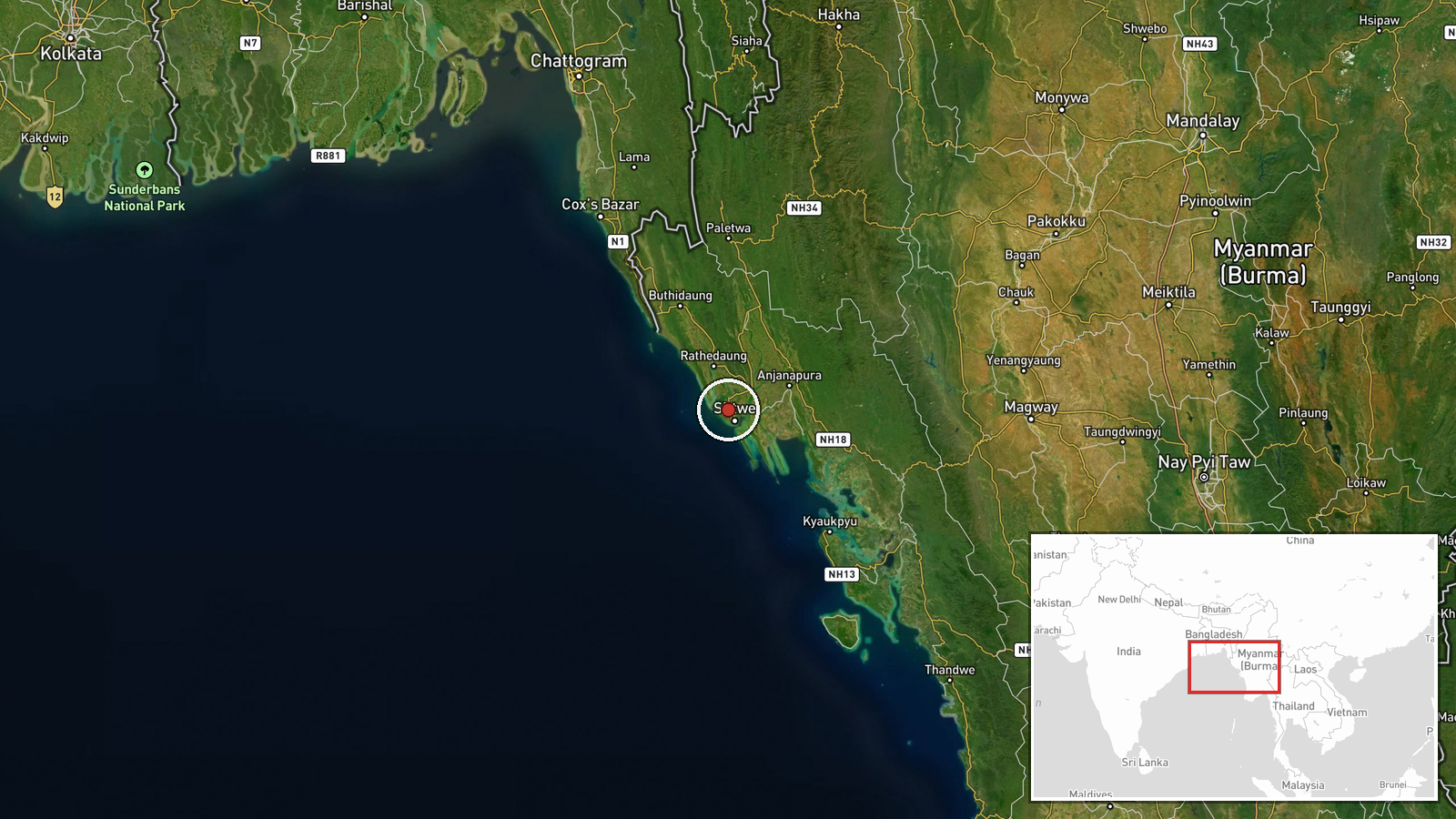 Sittwe Township, Rakhine State, Myanmar — Combat location map