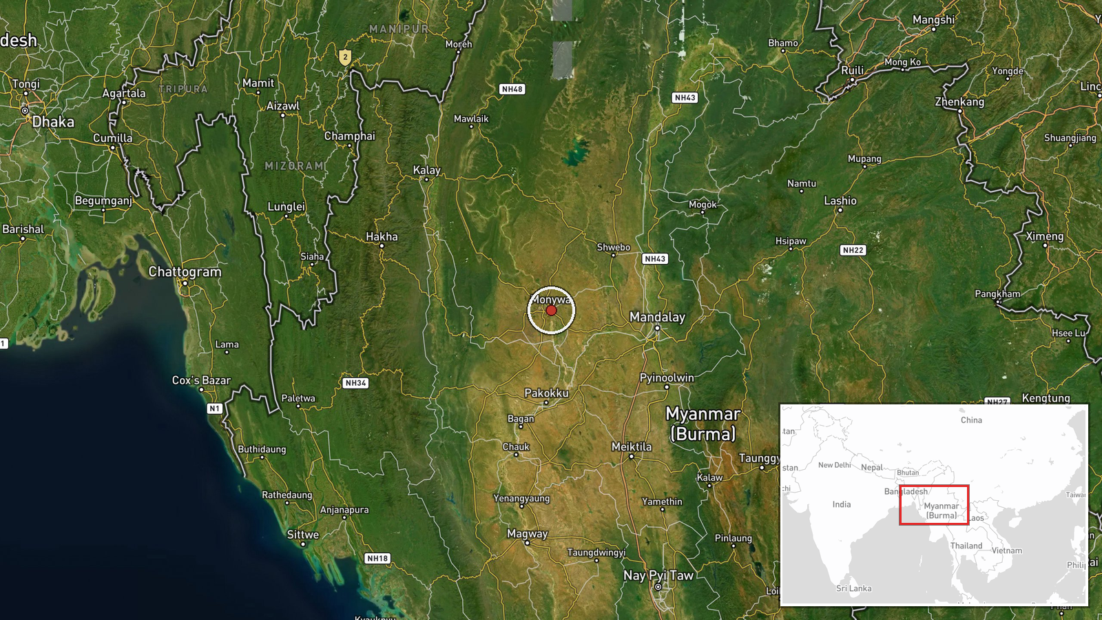 Monywa, Sagaing Region, Myanmar — Security location map