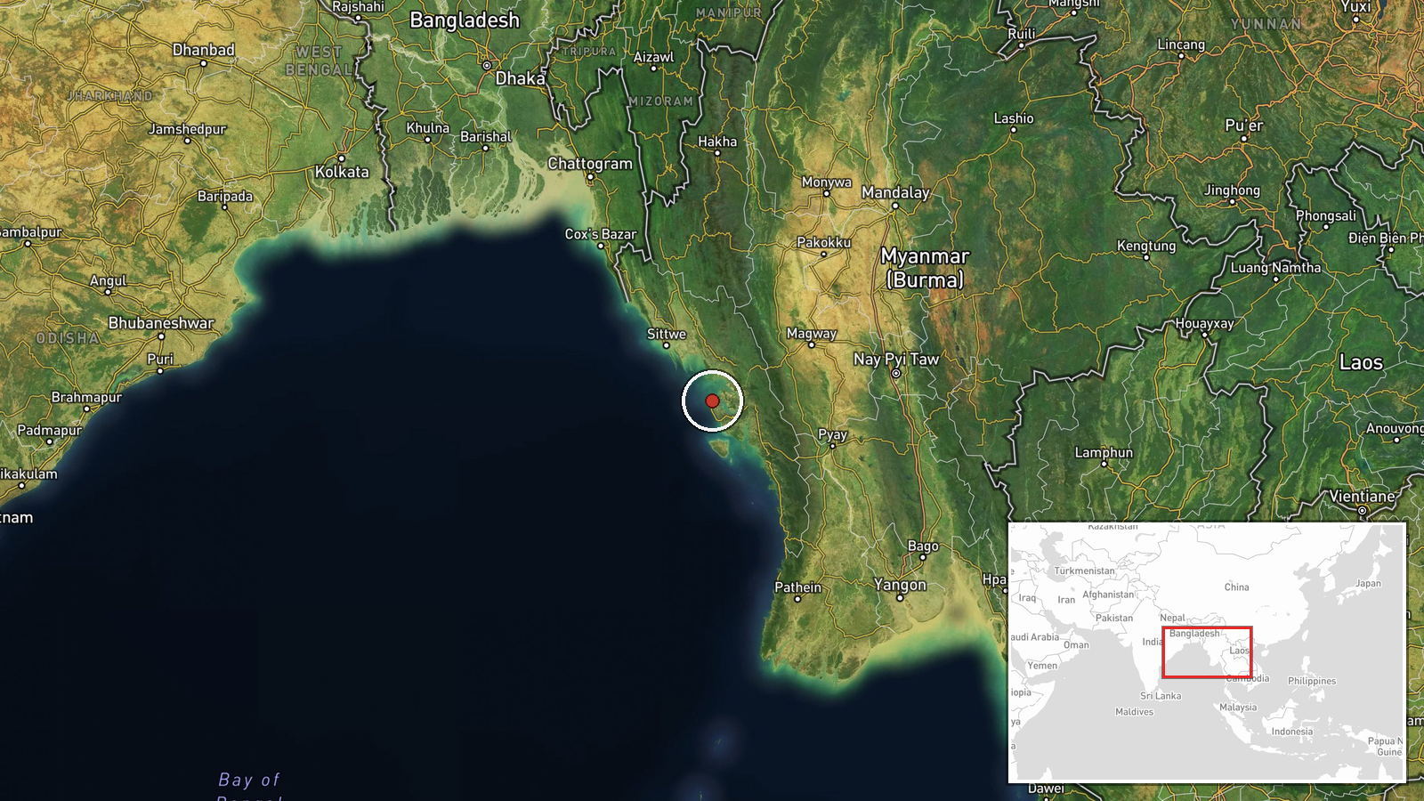 Taw Kyi village, Kyaukphyu Township, Rakhine State, Myanmar — Convoy location map