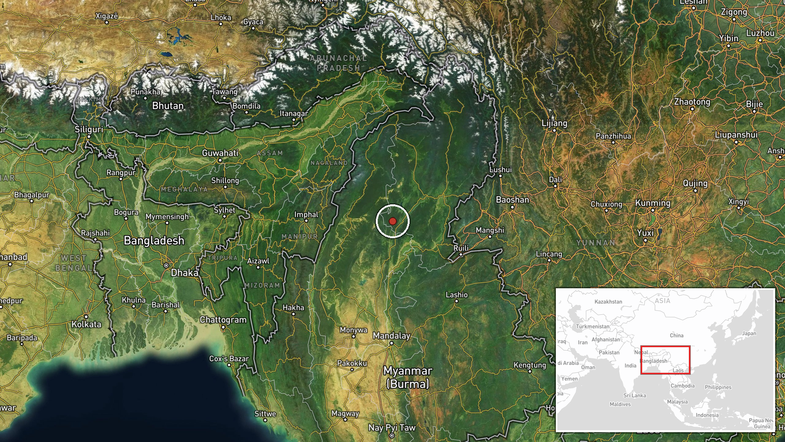 Northern Myanmar (approximate) — Police Operation location map