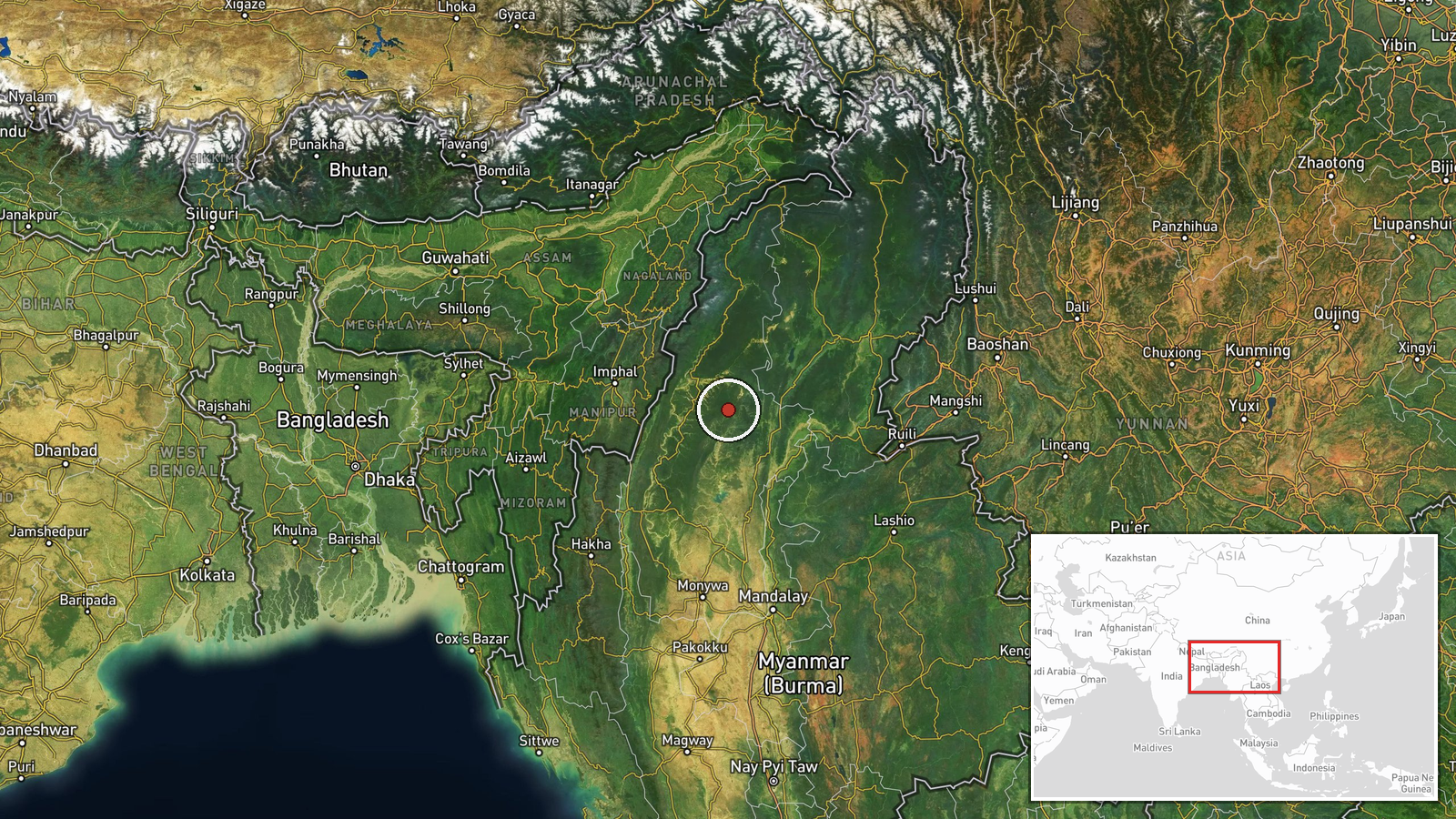 Myanmar (location not reported) — Airstrike location map