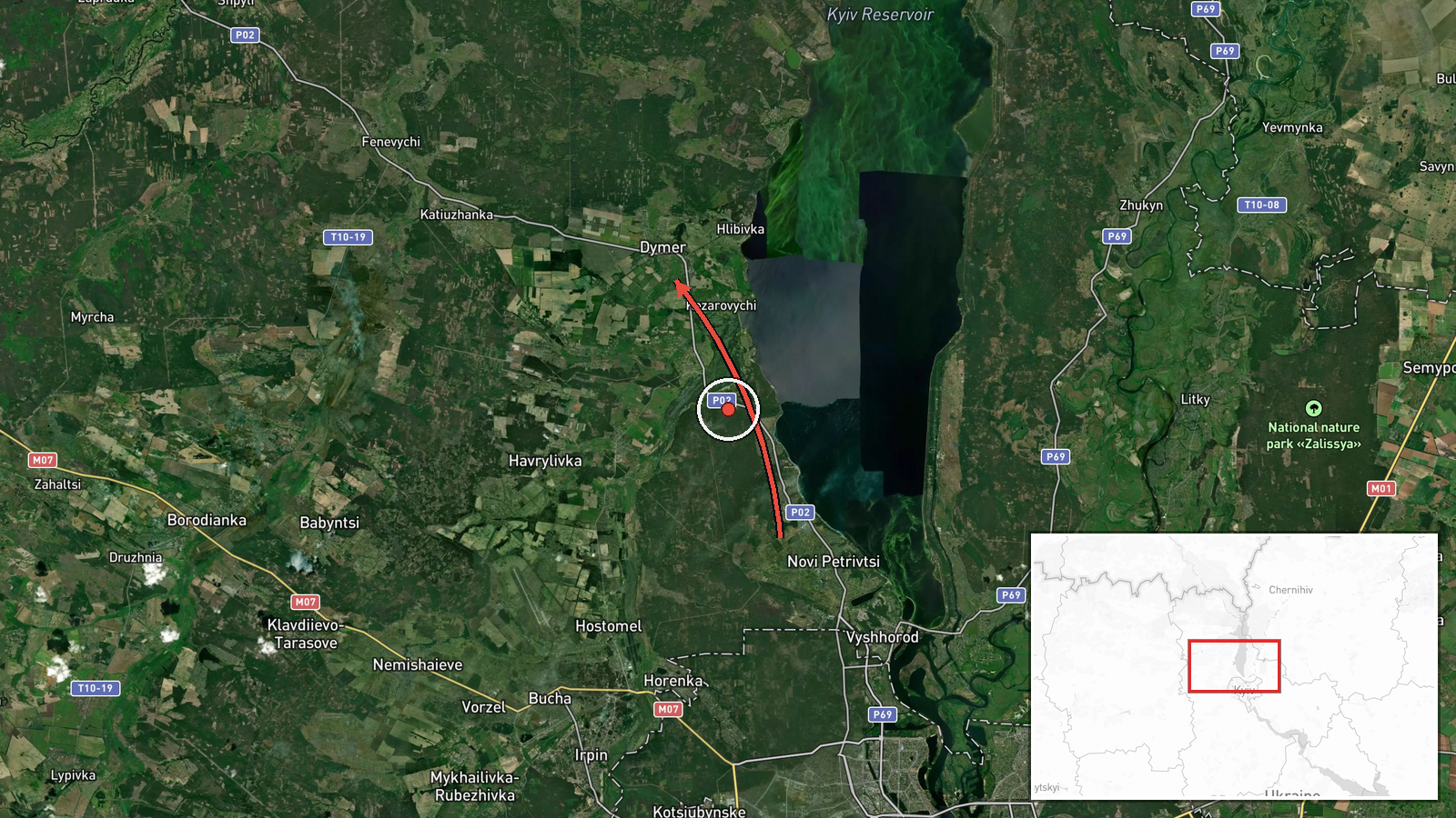 Dymer, Ukraine — Drone Transit location map