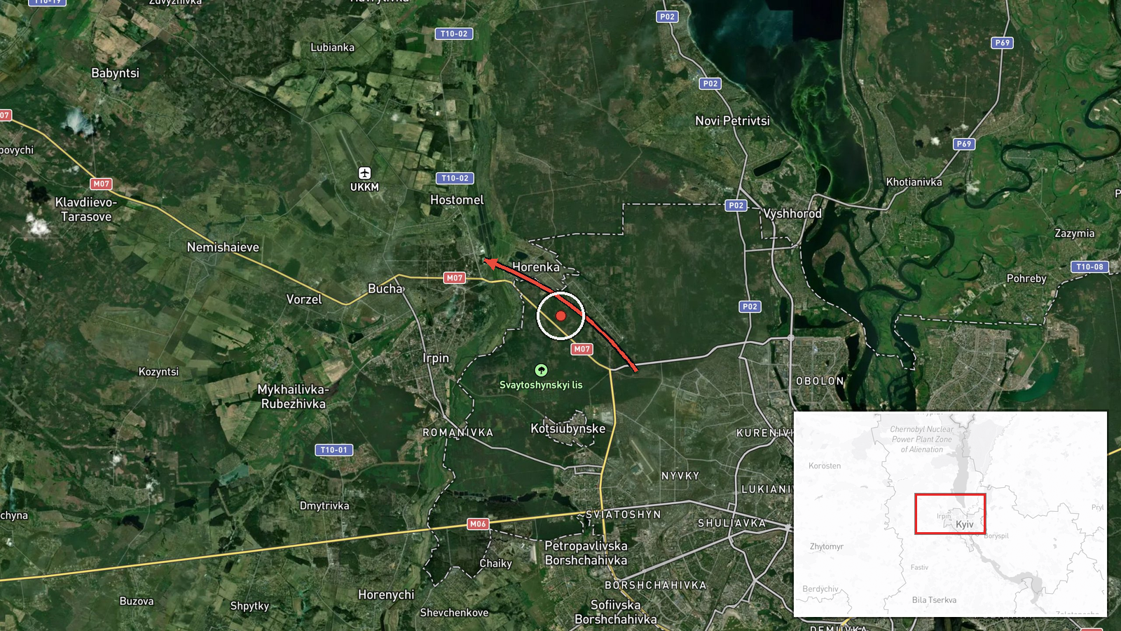 Hostomel, Ukraine — Drone Transit location map