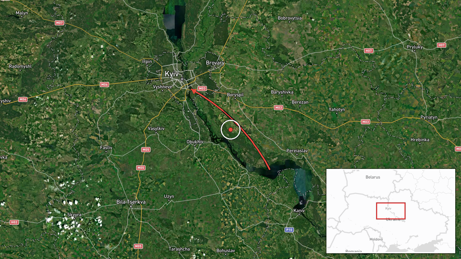 Kyiv Oblast, Ukraine — Drone Transit location map