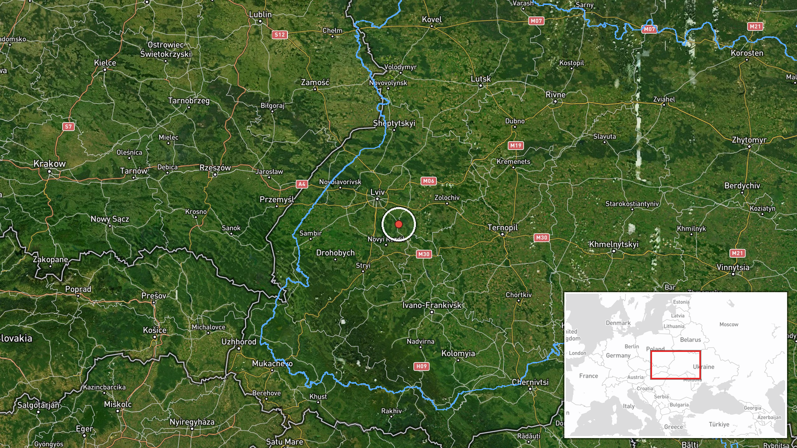 Bibrka, Ukraine — Drone Transit location map