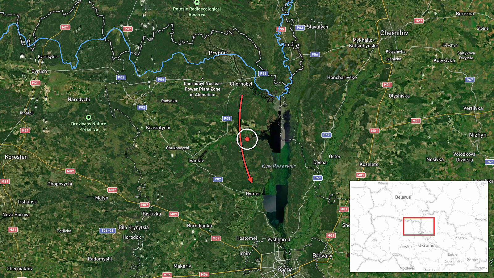 Dymer, Ukraine — Drone Transit location map