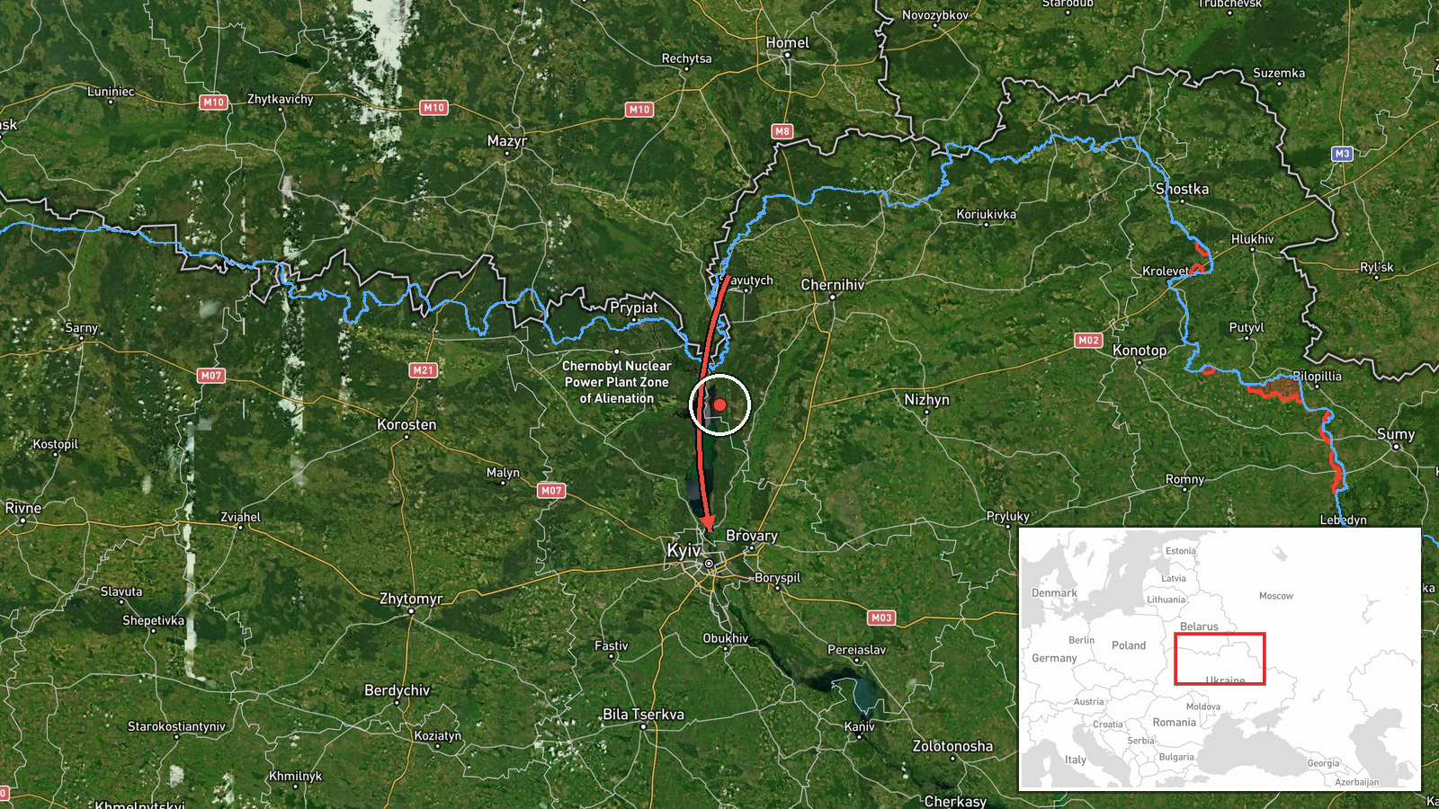 Kyiv Oblast, Ukraine — Drone Transit location map