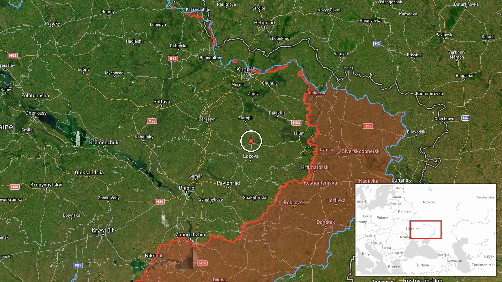 Krasnopavlivka, Ukraine — Drone Transit location map