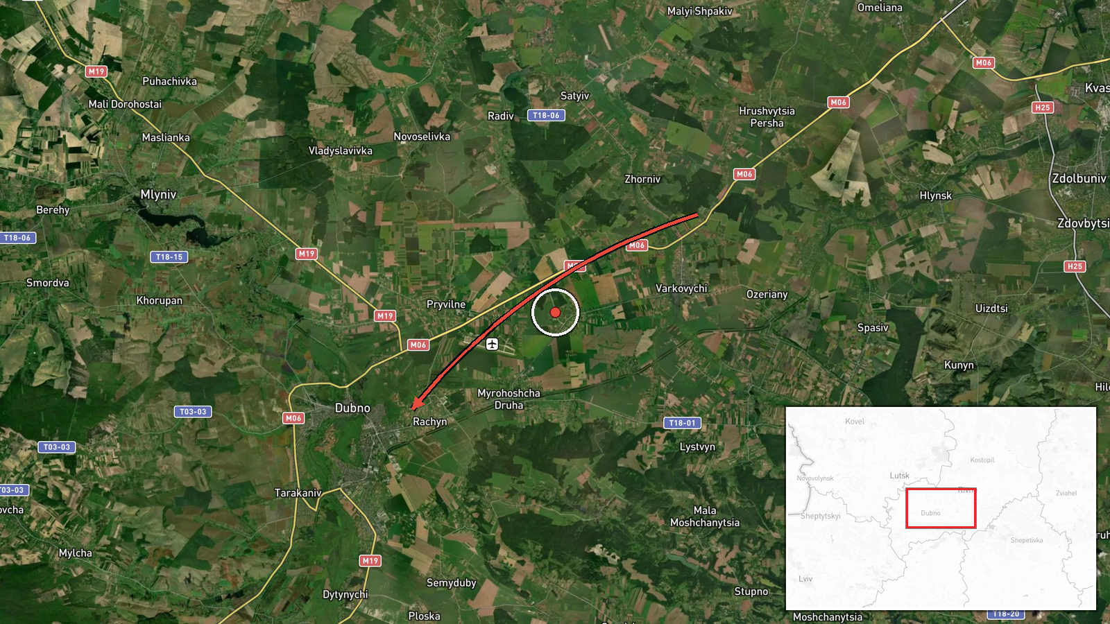 Dubno, Ukraine — Drone Transit location map