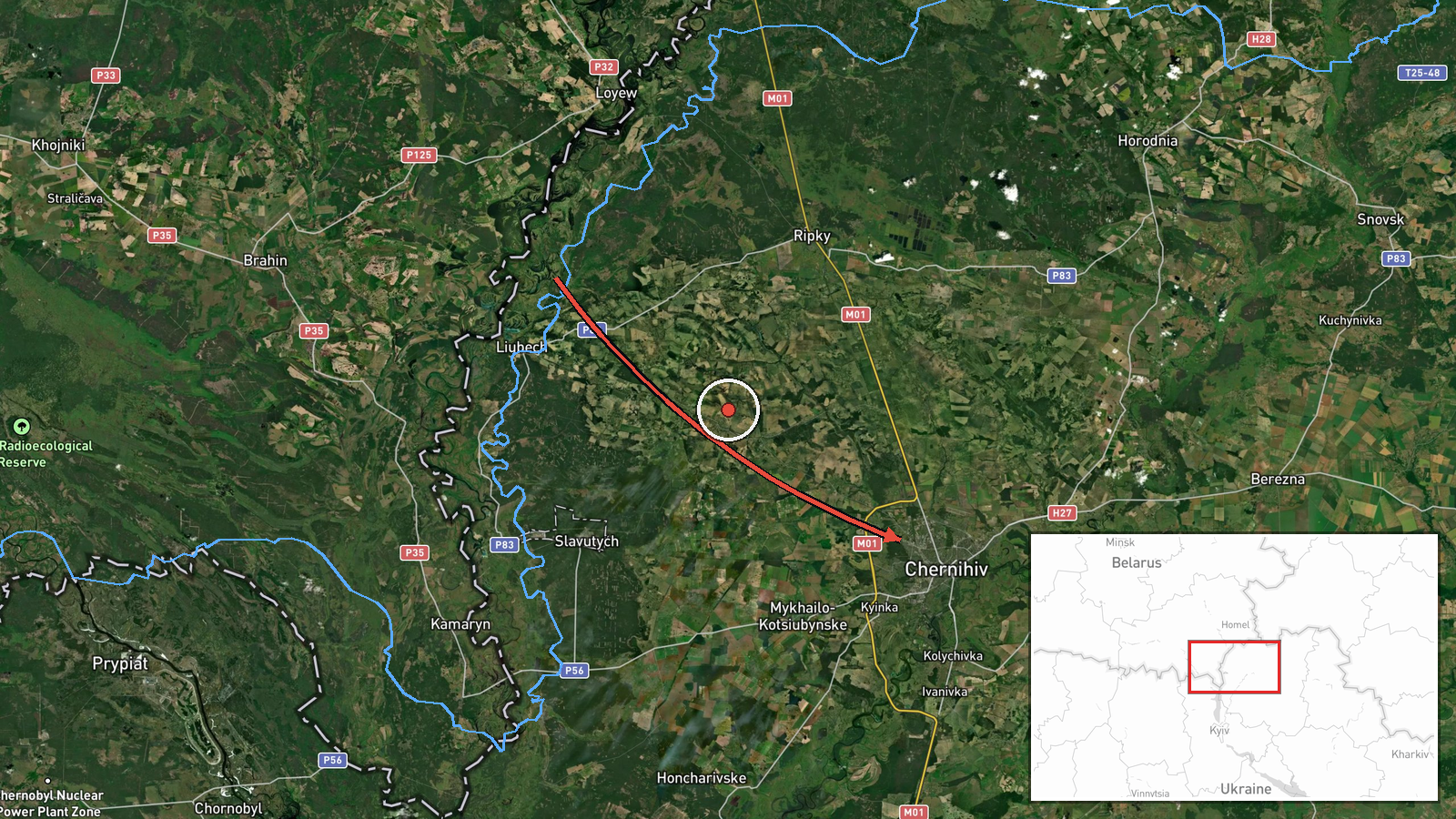 Chernihiv Oblast, Ukraine — Drone Transit location map